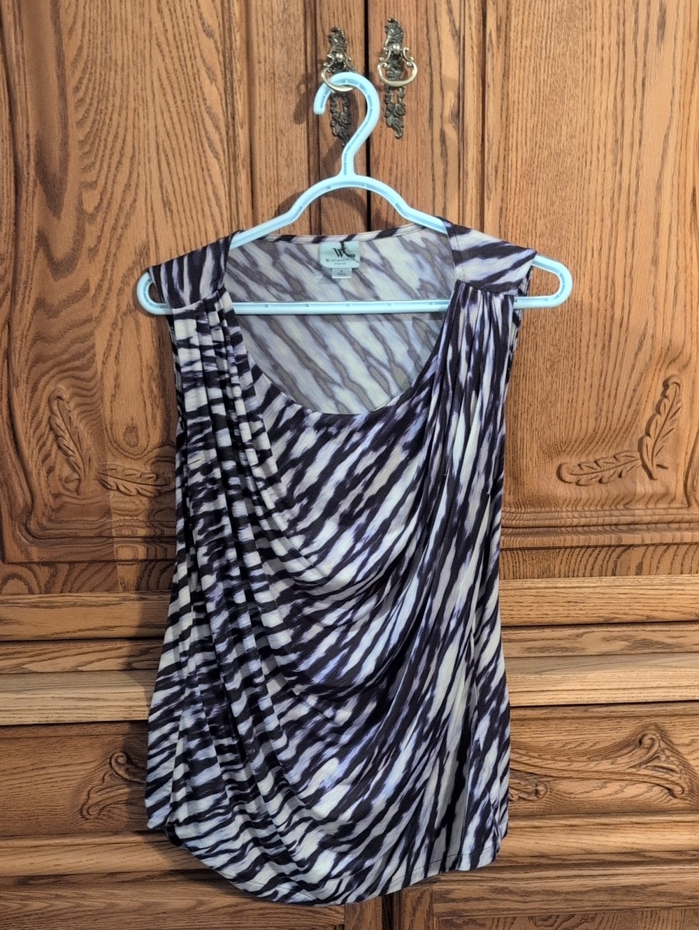 Worthington Purple & White Zebra-Print Sleeveless Top